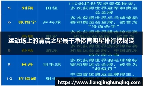运动场上的清洁之星最干净体育明星排行榜揭晓
